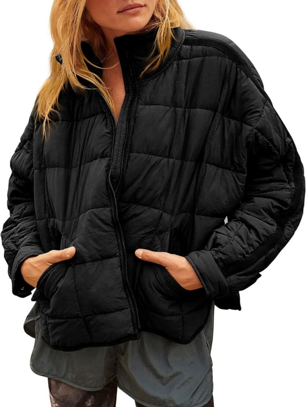 Lightweight Quilted Puffer Jacket for Women | Zip-Up Short Winter Coat with